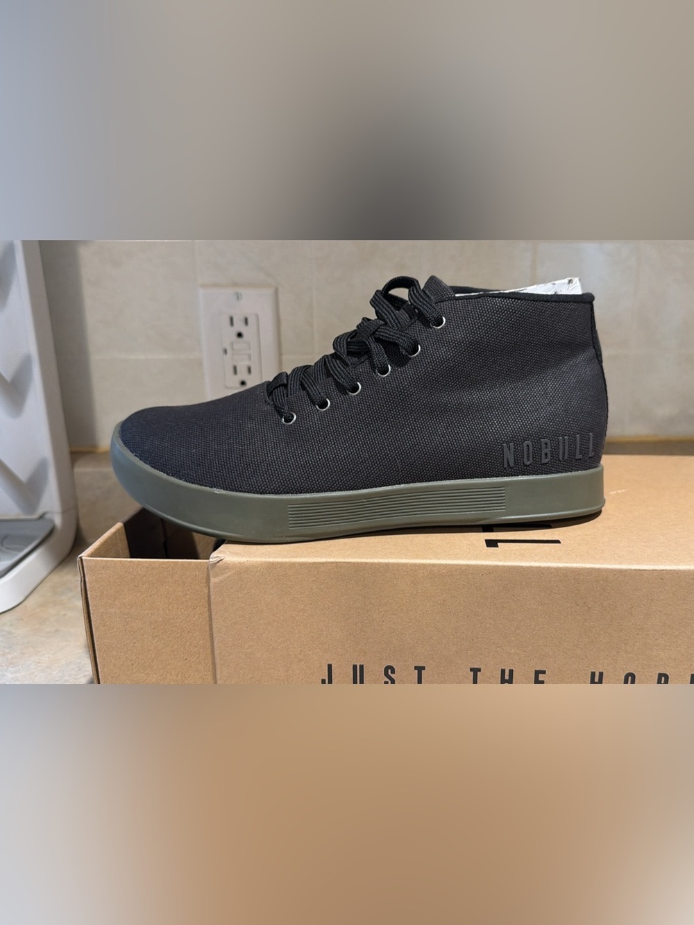 NOBULL Women’s Black Canvas Sneakers with Olive Sole
